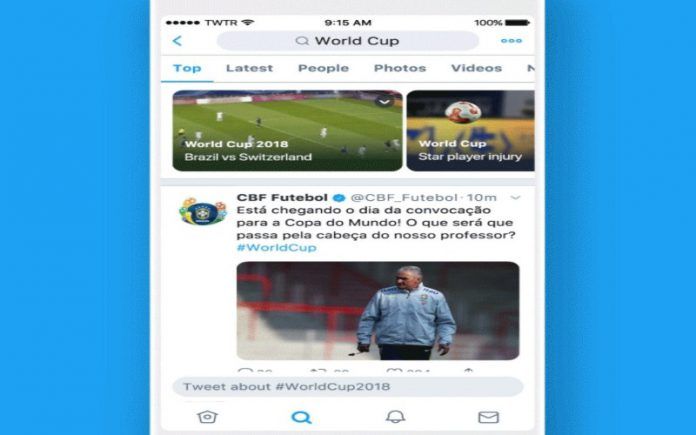 Twitter live news events world cup 2018 - Edited