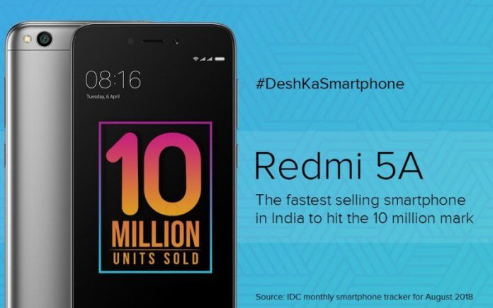 Redmi 5A 10 Million Sales Mark Redmi 5A 10 Million Sales Mark