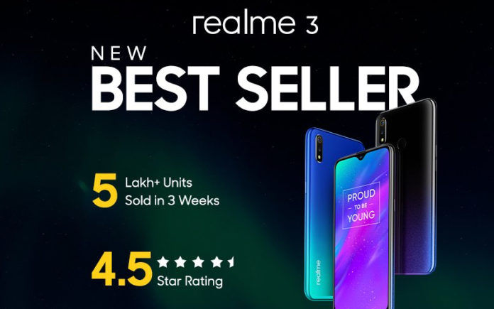 Realme 3 Five Lakh Sales Realme 3 Five Lakh Sales