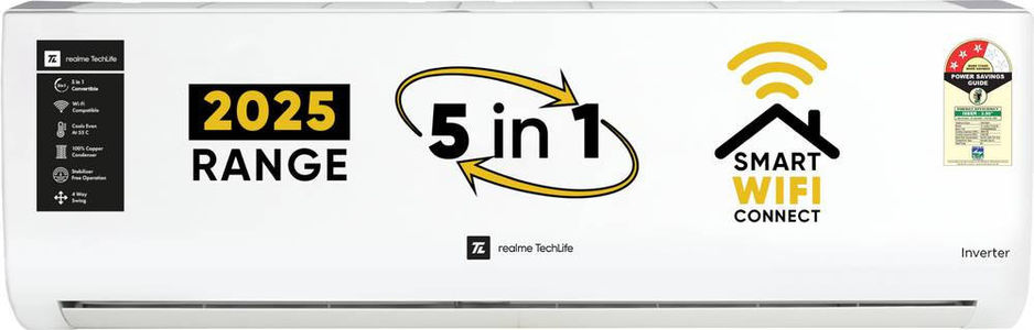 Realme TechLife 153IPG25WRS 1.5 Ton 3 Star Inverter Split Air Conditioner
