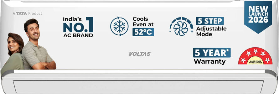 Voltas 125INV VECTRA ZEN SILVER(4504063) 1 Ton 5 Star Inverter Split Air Conditioner