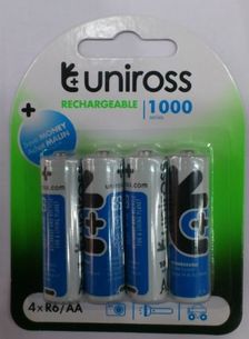 Uniross Pack 4 x Pile Rechargeable AAA - 1000mAh