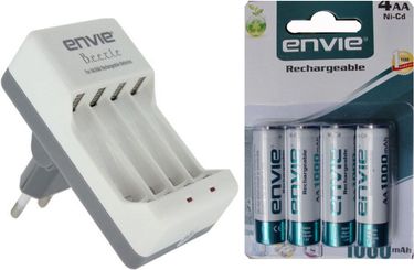 Envie ECR-20 Beetle Charger (With AA 1000 4PL Ni-CD Rechargeable Batteries) 
