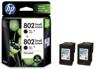 HP 802 Small Black Ink Cartridge (Twin Pack)