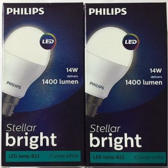 Philips Stellar Bright 14W LED Bulb (Cool Day Light, Pack of 2)