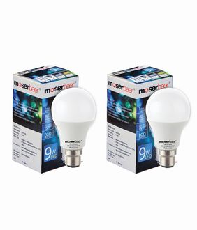 Moserbaer 9W B22 LED Bulb (Cool White, Set of 2)