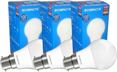 Compact 3W B22 LED Bulb (Cool White, Pack of 3)