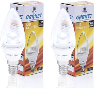 Wipro 3W E14 220L LED Candle Bulb (Warm White, Pack of 2) Price in India
