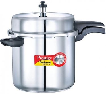 Prestige 20608 Deluxe Alpha Stainless Steel 10 L Pressure Cooker (Induction Bottom,Outer Lid)