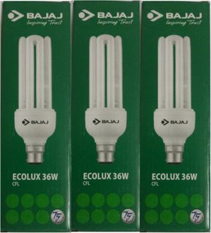 Bajaj 36W 3U Ecolux CFL Bulb (White, Pack of 3) Price in India