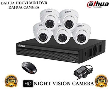 Dahua DH-HCVR4108HS-S2 8CH Dvr, 5(DH-HAC-HDW1000RP) Dome Cameras (With Mouse)