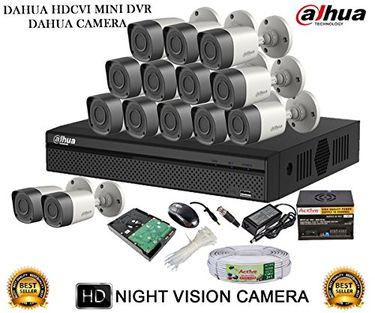 Dahua DH-HCVR4116HS-S2 16CH Dvr, 14(DH-HAC-HFW1000RP-0360B) Bullet Camera (With Mouse,2TB HDD,Cable, BNC&Dc Connectors,Power Supply)