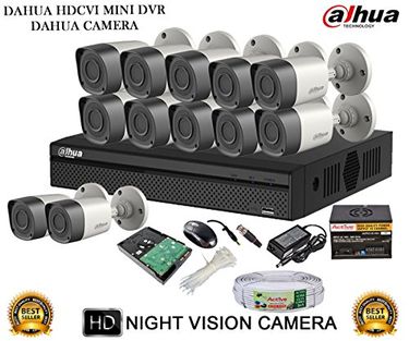 Dahua DH-HCVR4116H-S2 16CH Dvr, 12(DH-HAC-HFW1000RP-0360B) Bullet Cameras (with Mouse, 2TB HDD,Cable, Bnc&Dc Connectors,Power Supply)