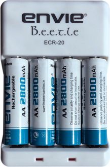 Envie Beetle ECR-20 Battery Charger (With AA 2800 Ni-Mh Rechargeable Batteries)