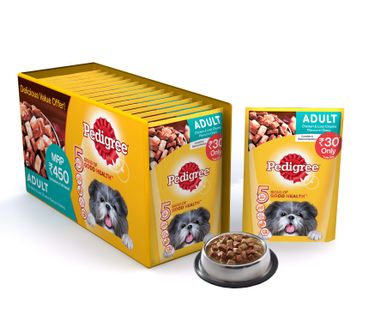 Pedigree Adult Pouch Chicken & Liver Chunks (80 gm, Pack of 15)