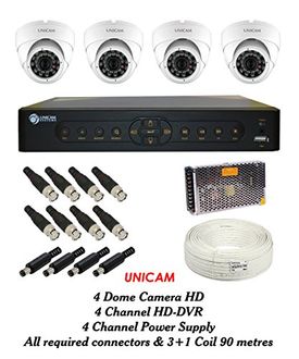 Unicam UC-4D0B-HD 4CH Dvr, 4 HD Dome Cameras (With Accessories)