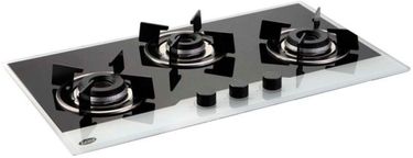 Glen GL-1073 IN BW Auto 3 Burner Glass Gas Cooktop  Price in India