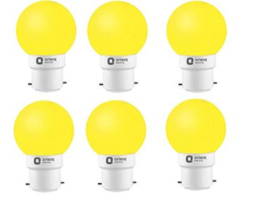 Orient Electric 0.5W B22 LED Bulb (Pack of 6, Yellow)