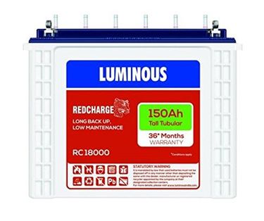 Luminous RC18000 150AH Tall Tubular Battery Price in India
