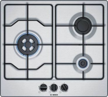 Bosch PGC6B5B80I Stainless Steel Automatic Gas Cooktop (3 Burners)