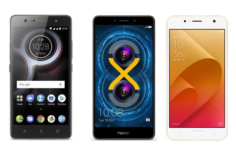 Lenovo K8 Plus vs Honor 6X vs Asus Zenfone 4 Selfie: Price 