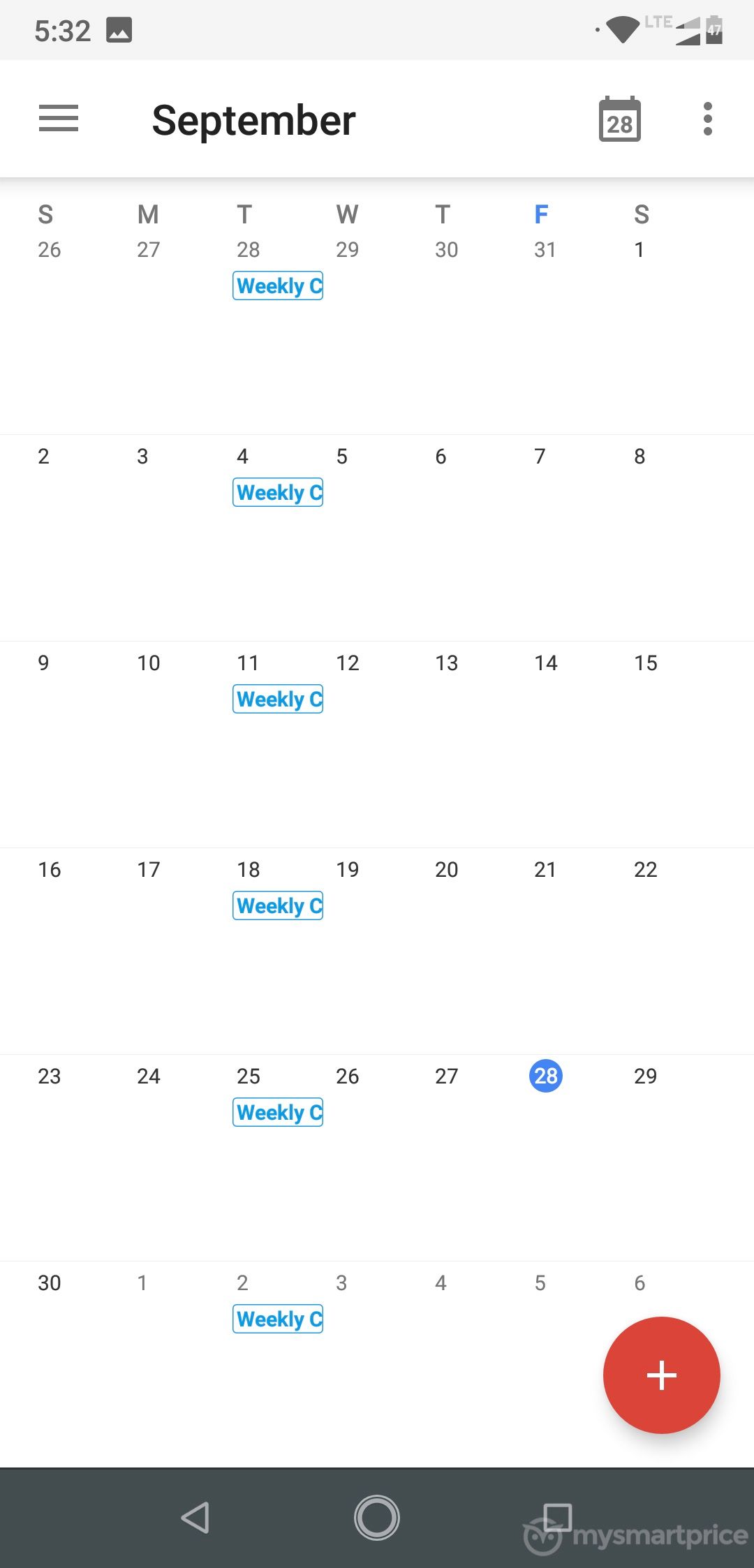 Motorola Moto One Power UI Design (Calendar)