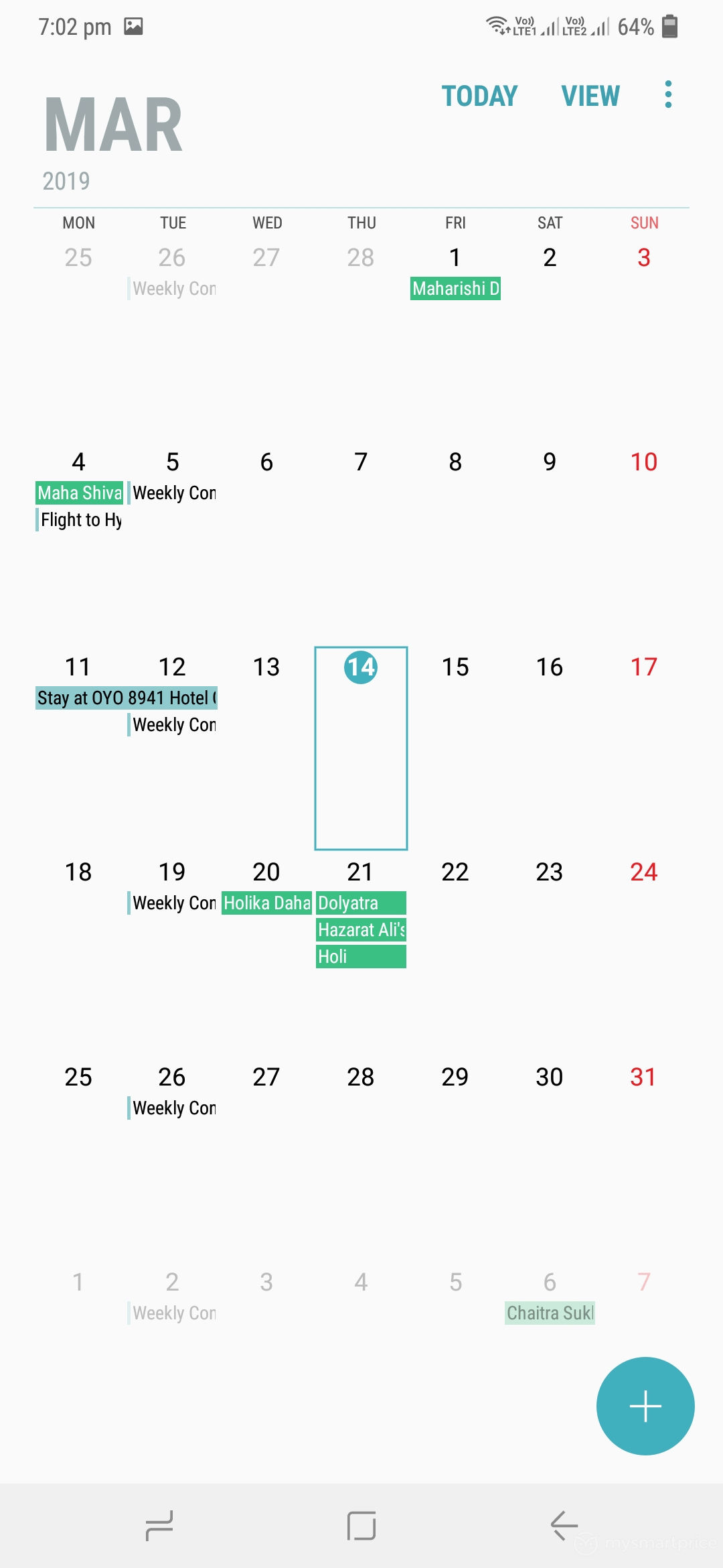 Samsung Galaxy M30 Review - UI Design 06 (Calendar)