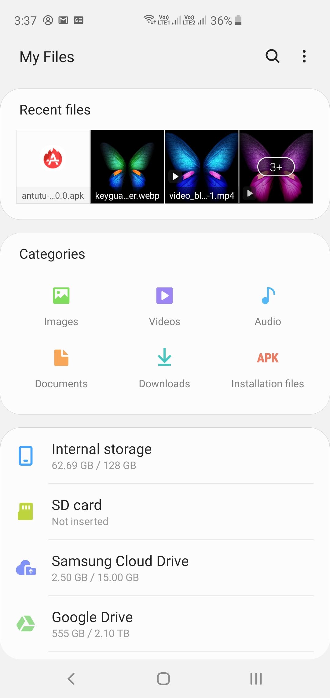 Samsung Galaxy S10+ File Manager App
