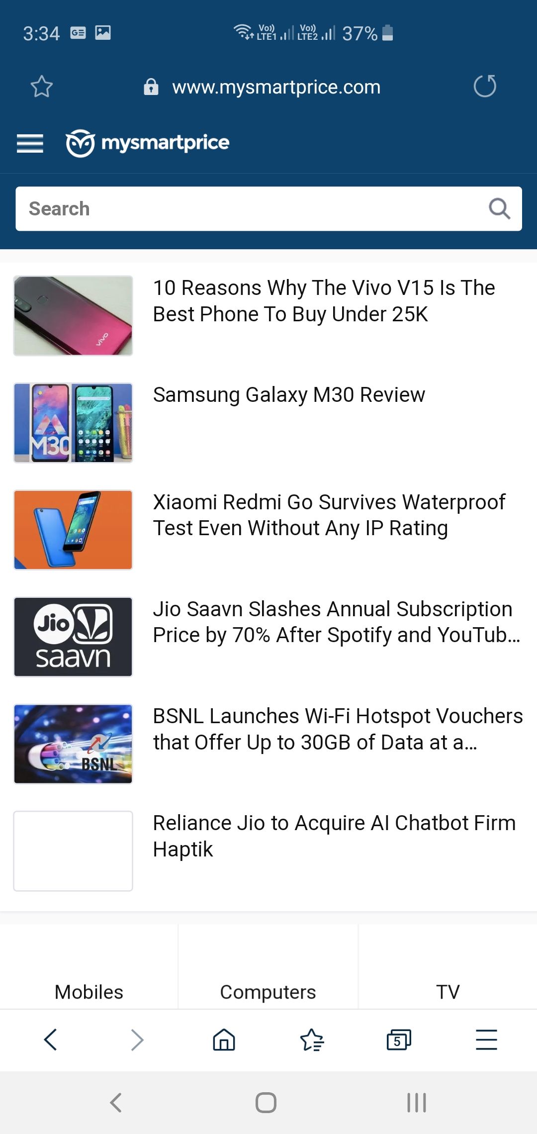 Samsung Galaxy S10+ Samsung Internet App Main Window