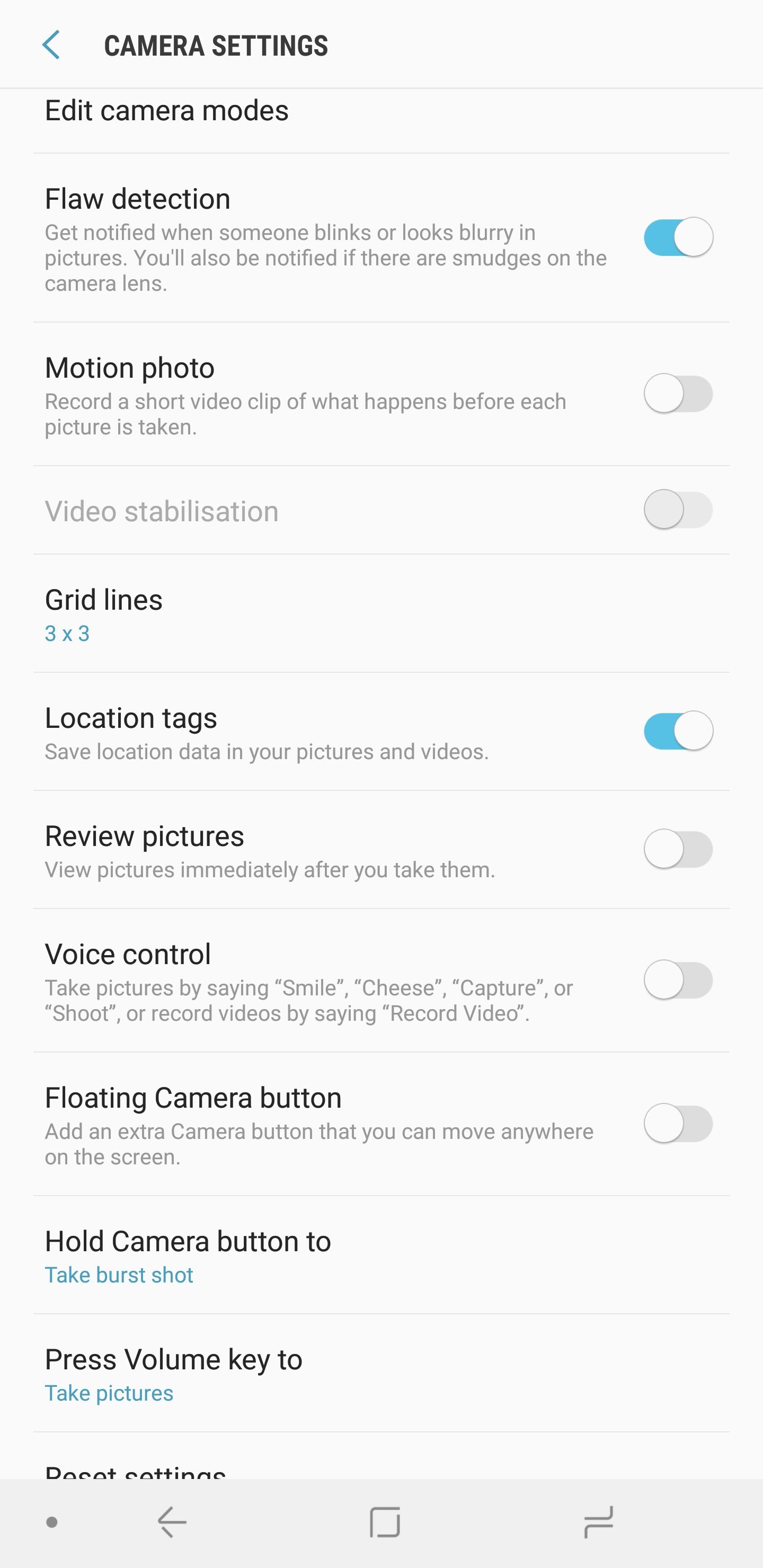 Samsung Galaxy Note 9 UI - Camera
