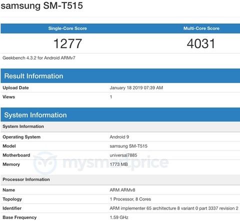 Samsung SM-T515 Geekbench