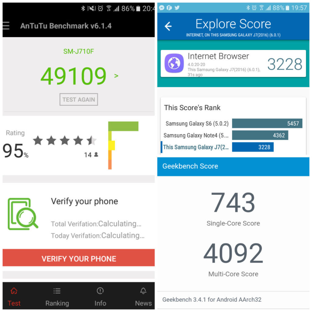 Samsung Galaxy J7 Benchmark Scores