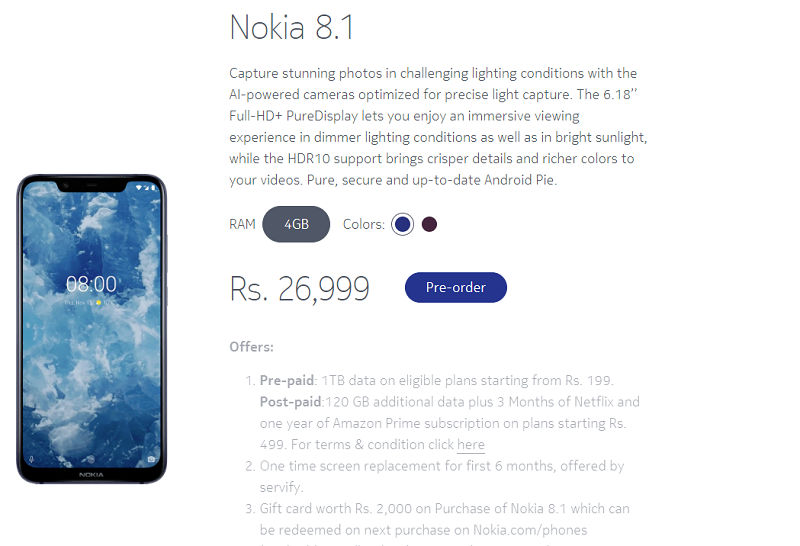 Nokia 8.1 Android One Smartphone Pre-Order Nokia Online Store