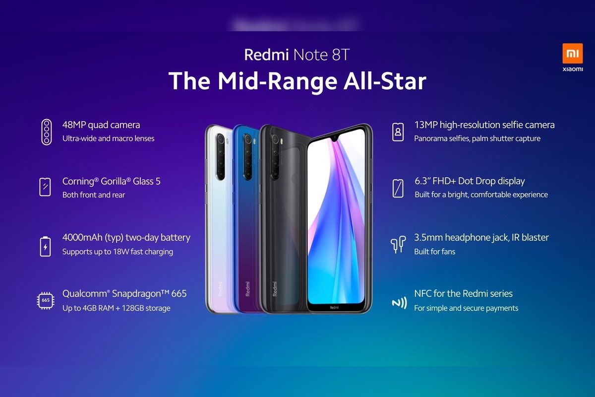 Forenkle molekyle kaldenavn Redmi Note 8T with Snapdragon 665 SoC, NFC Support Launched in Europe:  Specs, Price - MySmartPrice