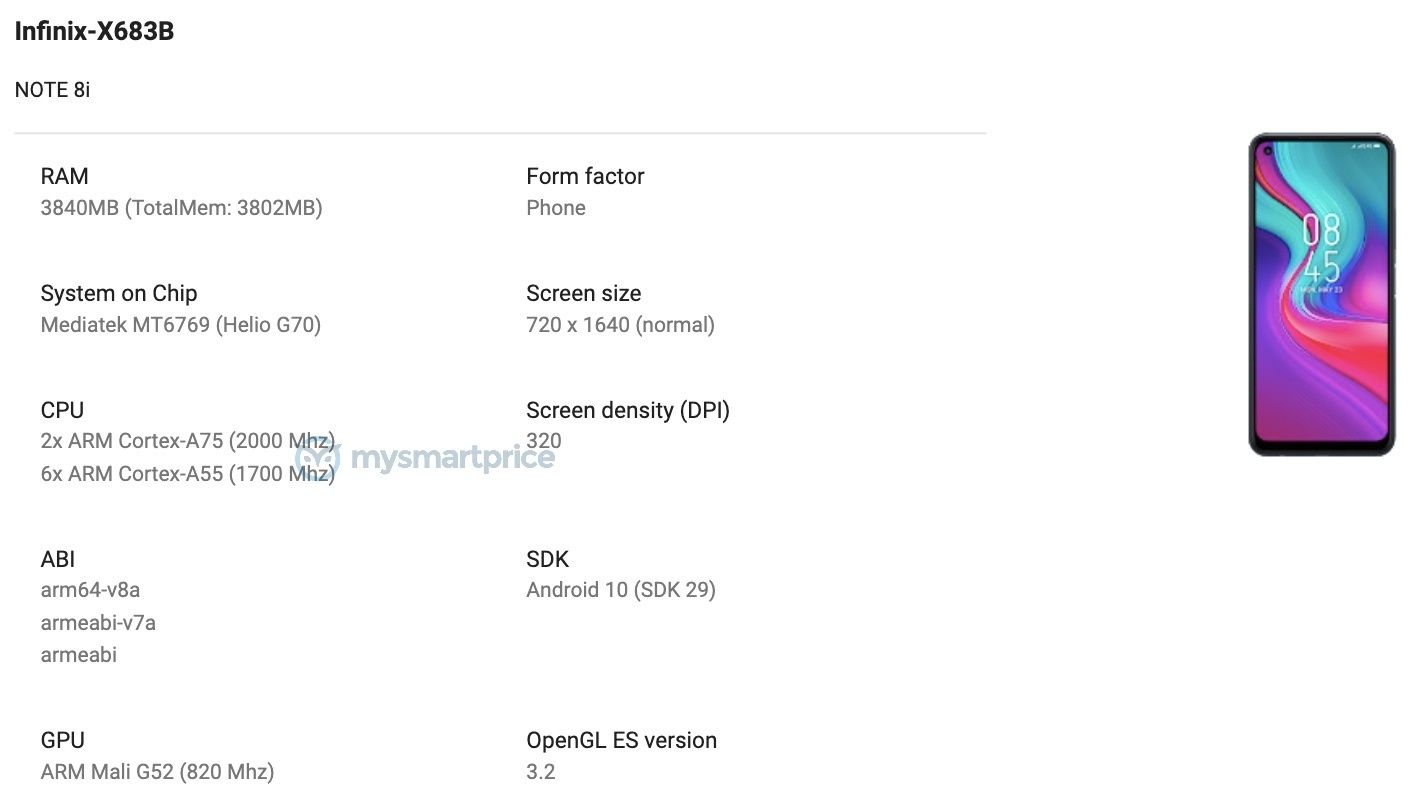 Infinix Note 8i (X683) Google Play Console