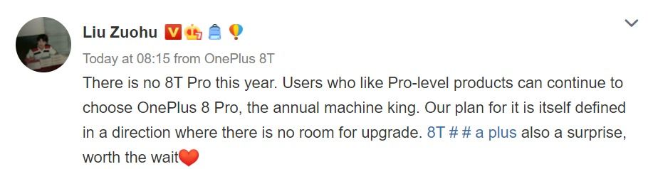 No OnePlus 8T Pro this time, Pete Lau confirms