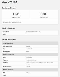 Vivo V2056A geekbench