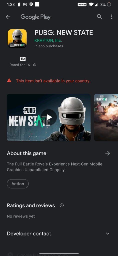 PUBG New State Won't be available in India