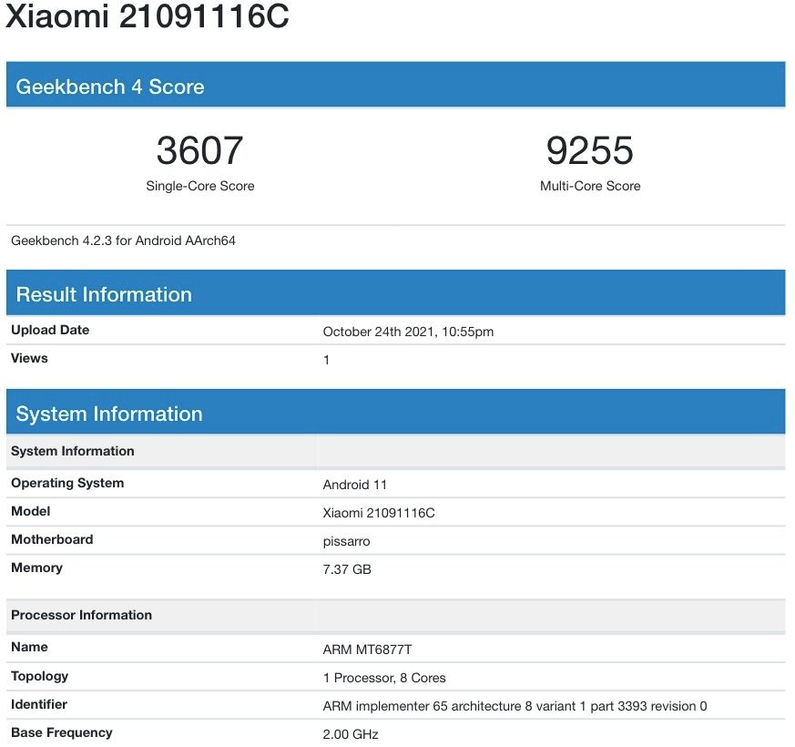 redmi note 11 pro plus geekbench