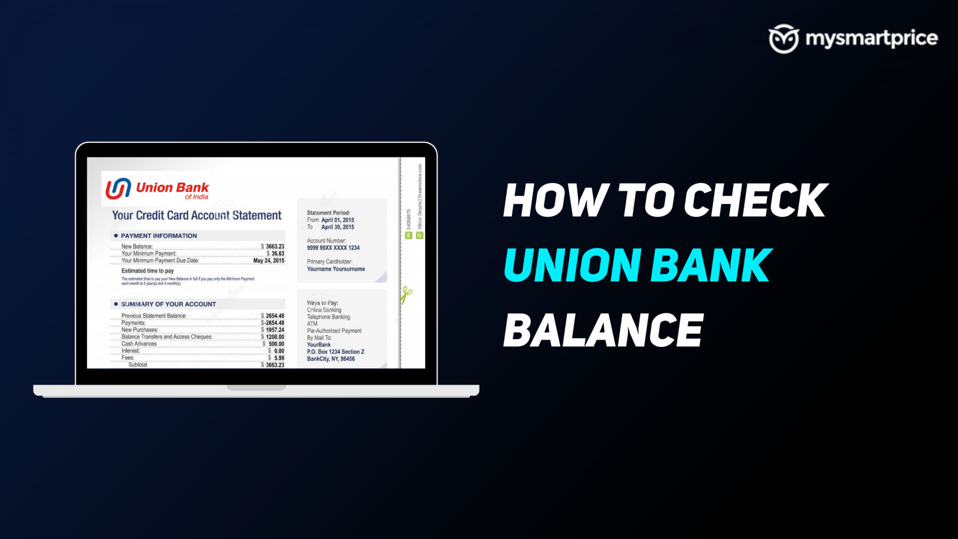 union bank of india balance check via sms