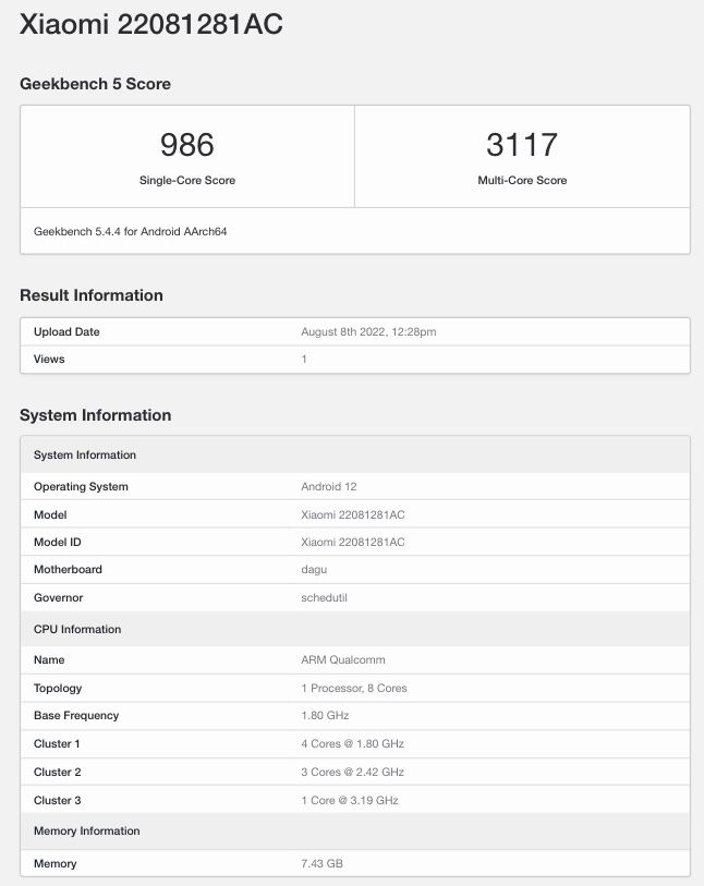 xiaomi mi pad 5 geekbench