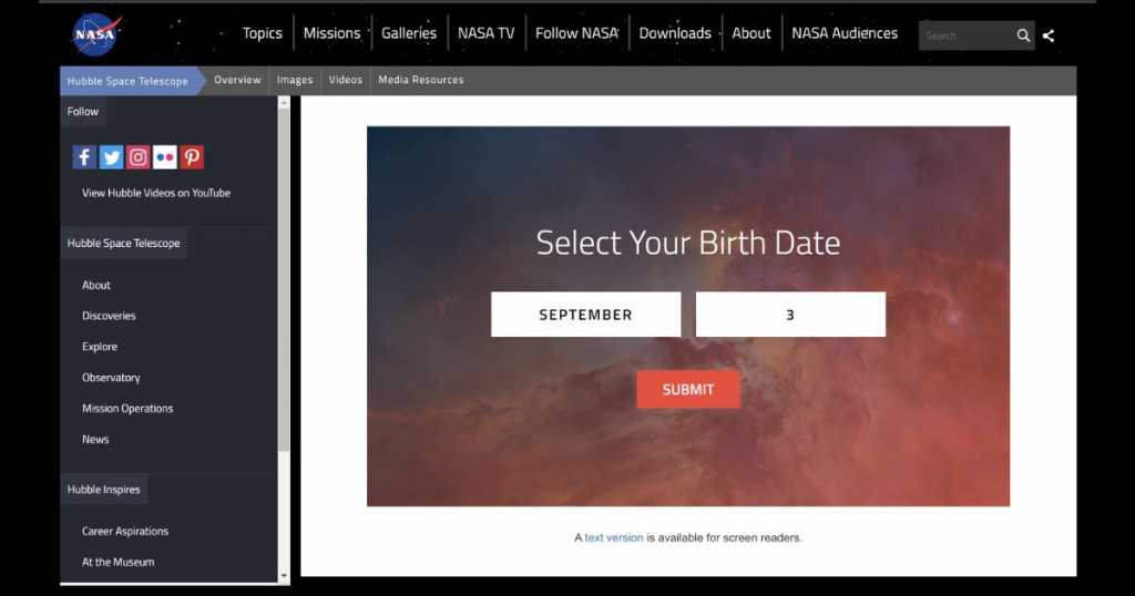 What Did Hubble See On Your Birthday? Find Out Using New NASA's Web ...