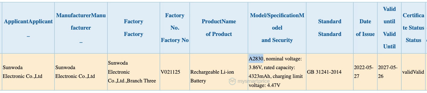 iPhone 14 Series Battery Capacity and Model Numbers Revealed by 3C