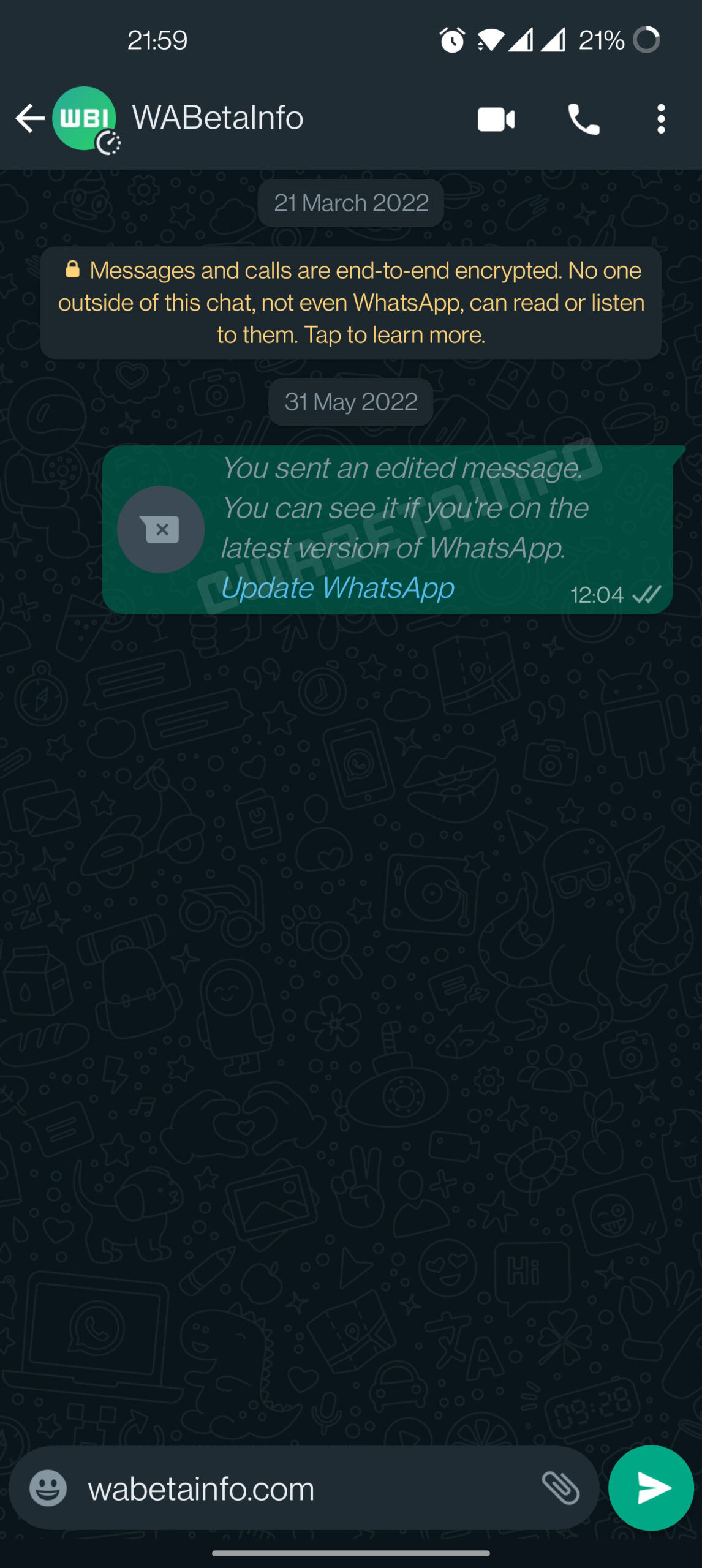 Edit Messages Option On WhatsApp 