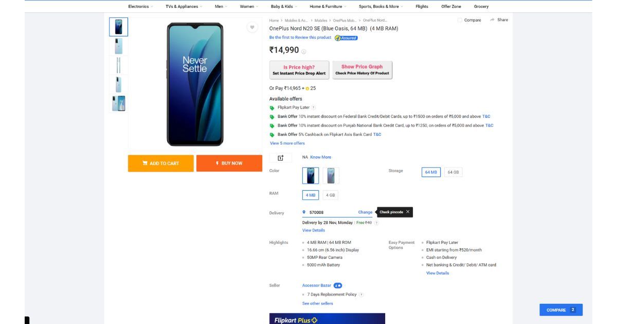 oneplus nord 20 se flipkart