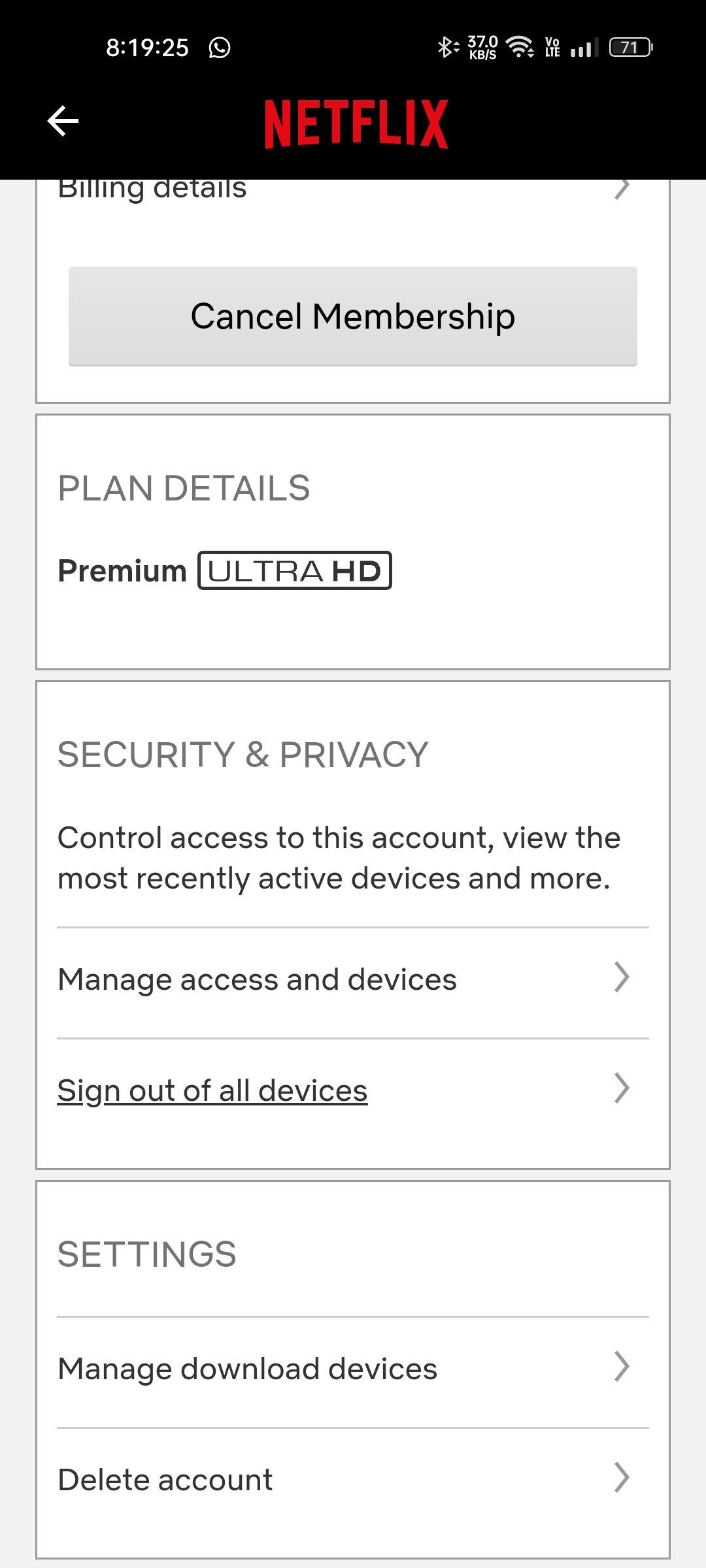 Netflix manage access and devices