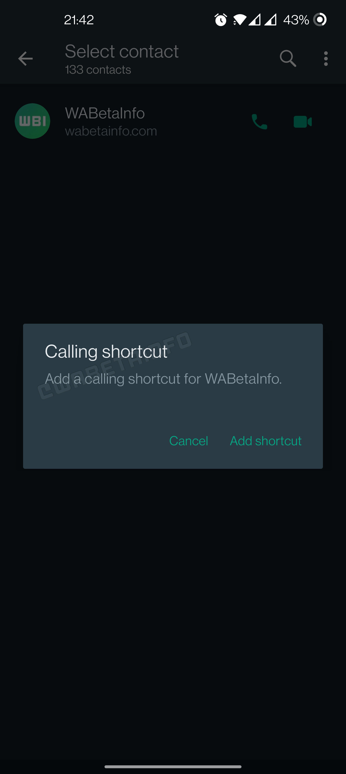 Calling shortcut