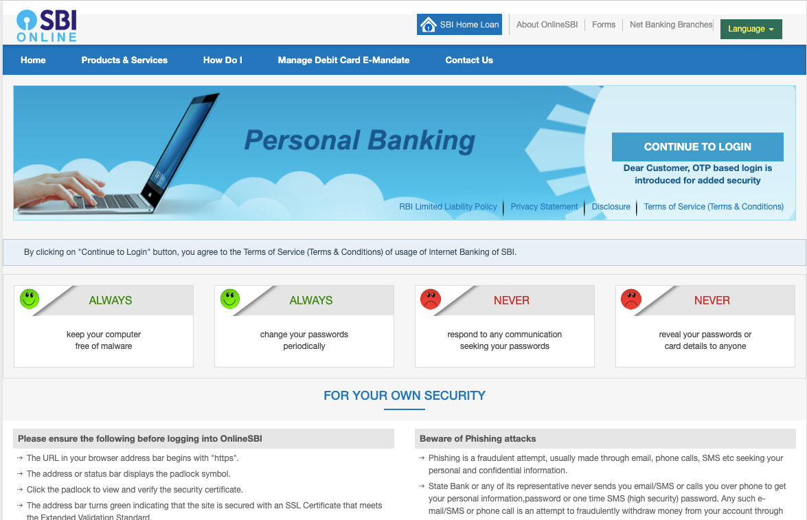 Bank websites