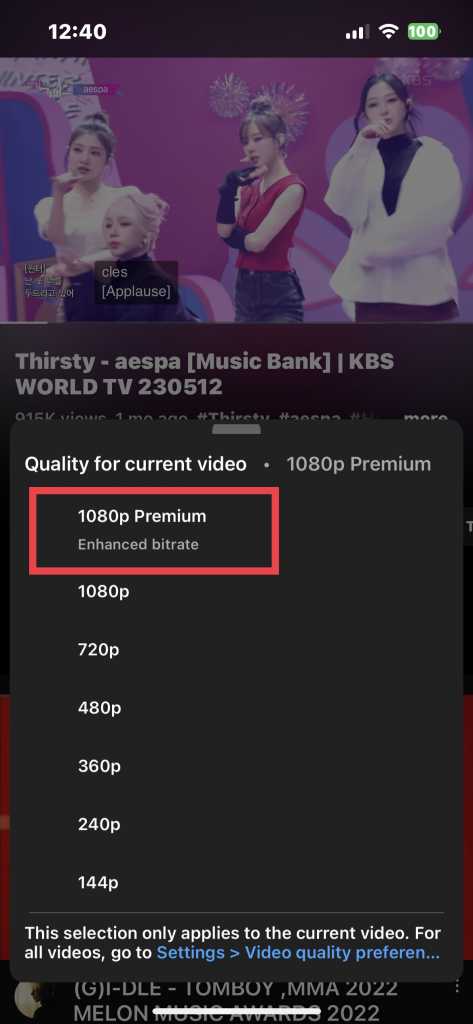 YouTube 1080p Premium (Enhanced Bitrate) coming to Android and Google TV soon.