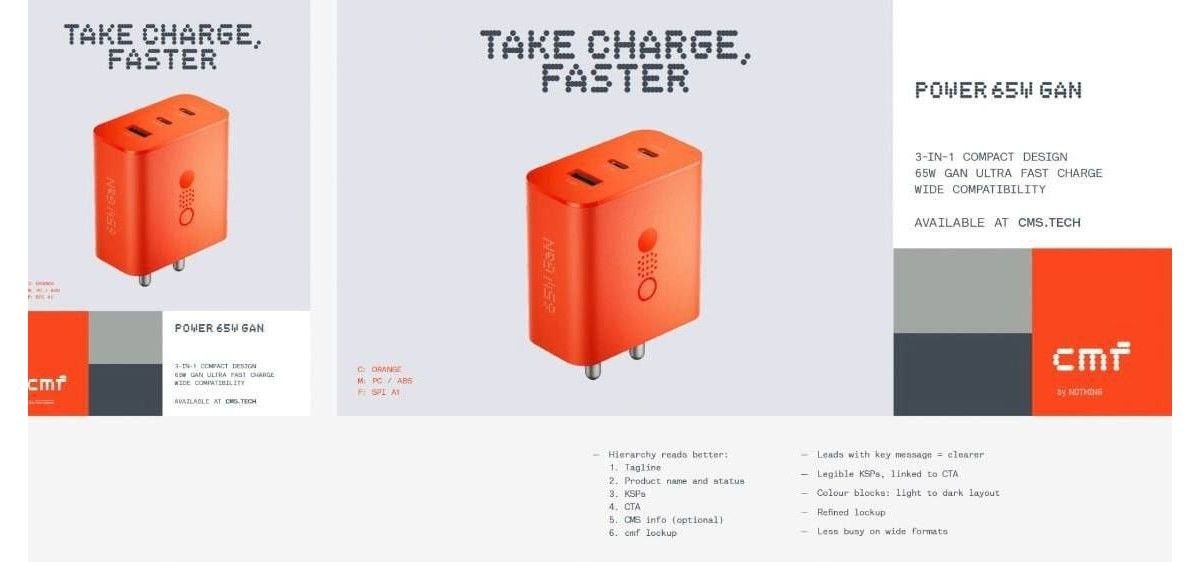 The CMF Power 65 GaN charger is rumoured to be priced at Rs 3,000.